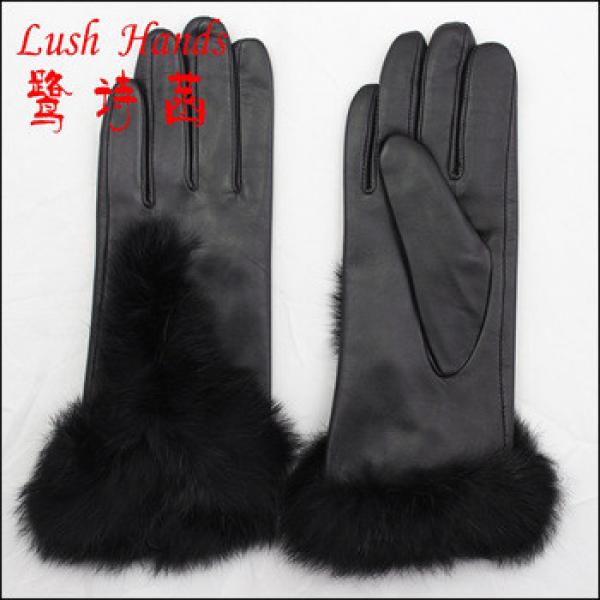Fashion lady sheepskin leather gloves With fox fur #1 image