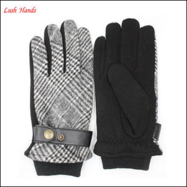 New style men&#39;s gloves made by black and white fabric and spandex velvet gloves #1 image