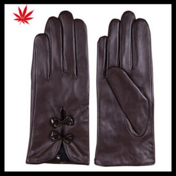 Stylish women cute bow genuine nappa soft leather gloves #1 image