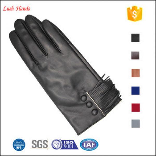 2017 high quality ladies fashion new style tassel genuine sheepskin leather gloves #1 image