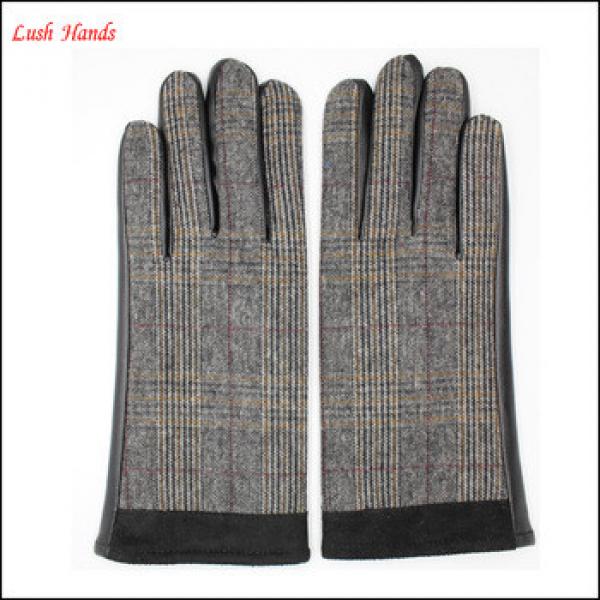 ladies high-quality gloves with checked woolen handback and sheepskin palm #1 image