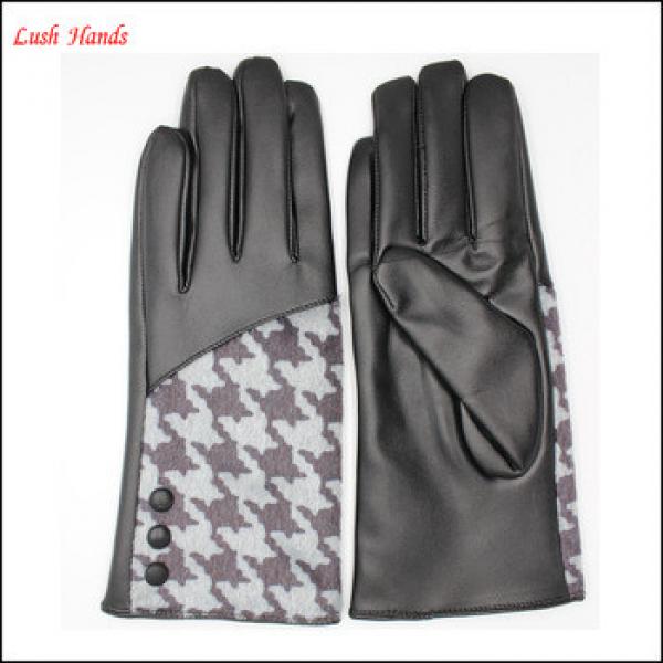 Lady&#39;s fashion mohair houndstooth leather gloves with supersoft polyester lining #1 image
