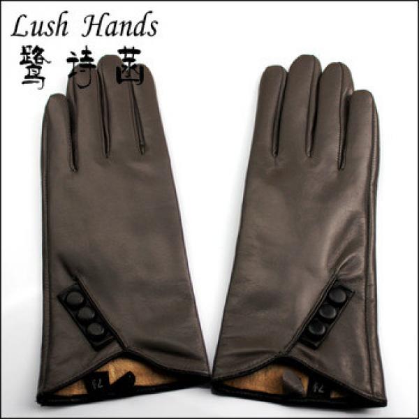 new 2016 winter mens touch screen brown leather gloves with buttons #1 image