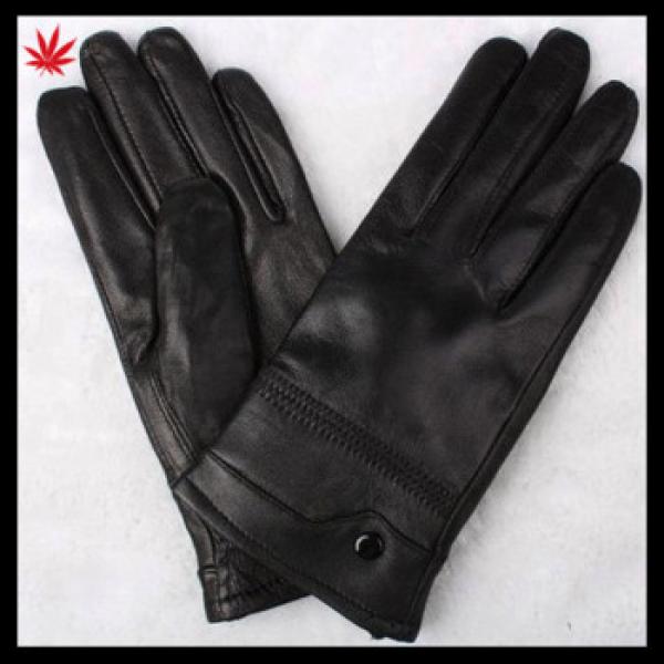 Mens Fashion Button Classic Soft Sheepskin Thin Running Leather Gloves #1 image