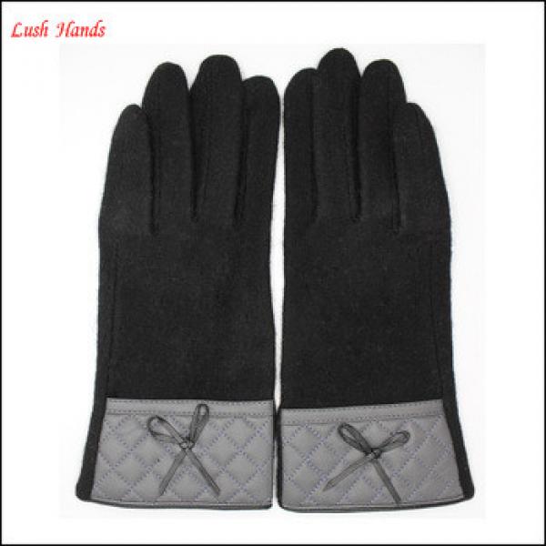 women&#39;s new style woolen leather wrist wholesale gloves #1 image