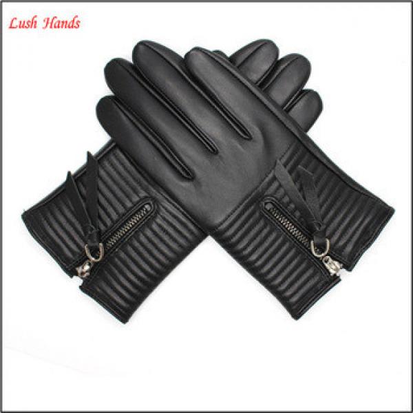 Beautiful women dresses leather gloves with zipper #1 image