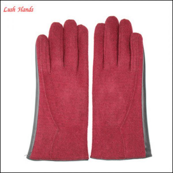 Ladies hot selling half woolen half leather gloves with wholesale price #1 image