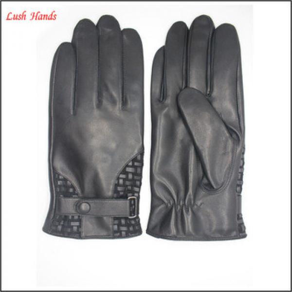 genuine lambskin hand bands leather for men and gloves velcro on palm with buttons #1 image