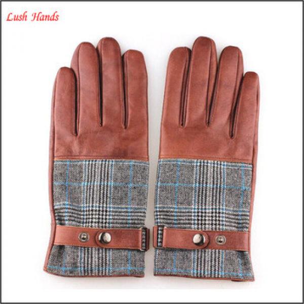 2015 Men&#39;s fashion nappa sheep Plover case cloth leather gloves #1 image