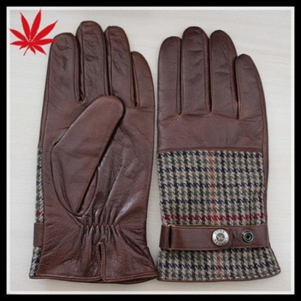 New arrivals, fashion men leather gloves with fabric #1 image
