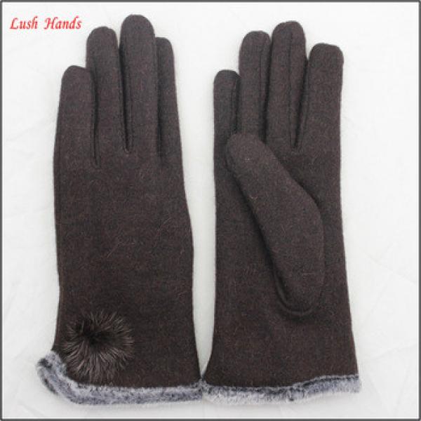 ladies fashionable fur ball thermal woolen gloves for wholesale #1 image
