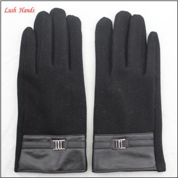 ladies simple micro velvet touch finger hand gloves women with PU belt #1 image