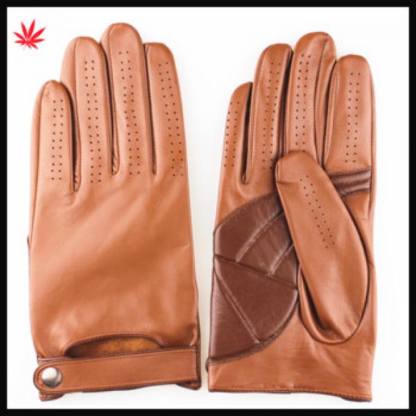 2015 new style brown sheepskin and pu leather gloves with belt #1 image