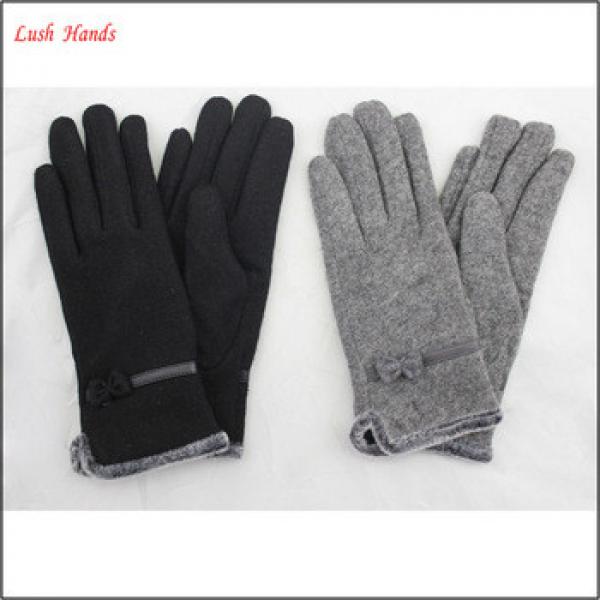 2016 New fancy ladies woolen gloves with bow for wholesale #1 image