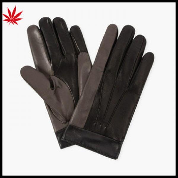 ladies finger touch sheepskin leather gloves grey and black #1 image