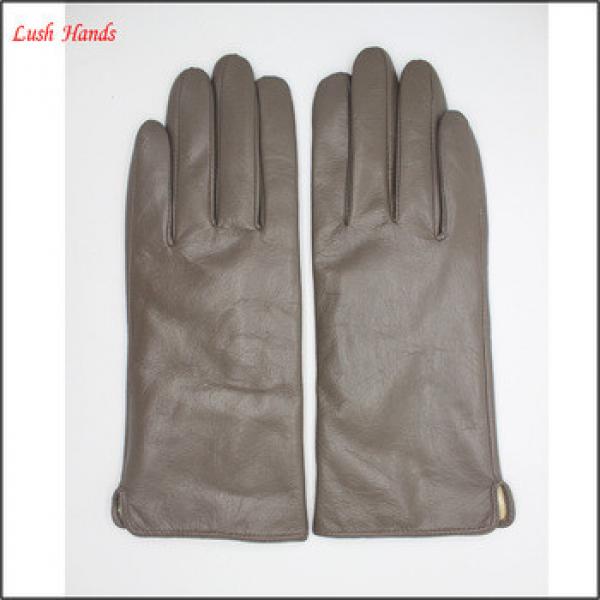 2016 wholesale lady finger-trimmed brown genuine sheepskin touch-screen gloves #1 image
