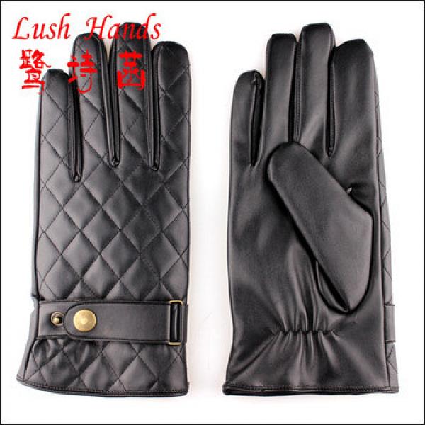 mens fashion sheepskin leather gloves with belt and embroidery #1 image
