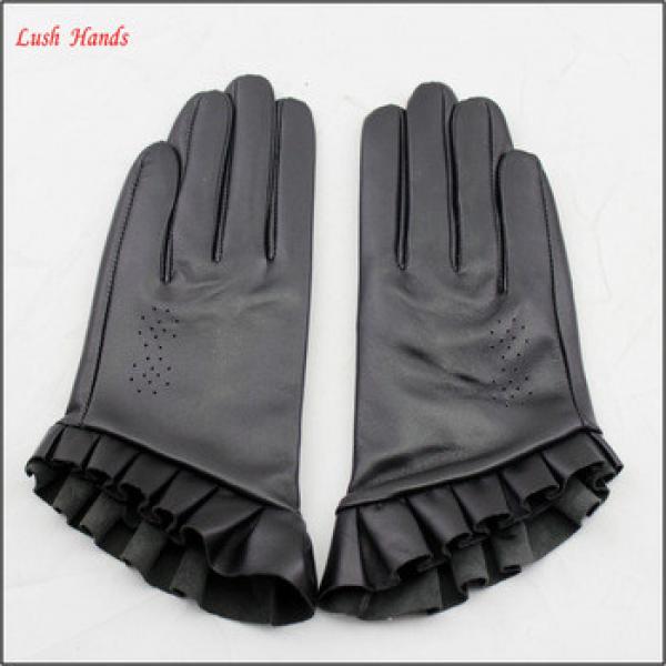 2016 spring leather hand gloves women short hand gloves with lace #1 image