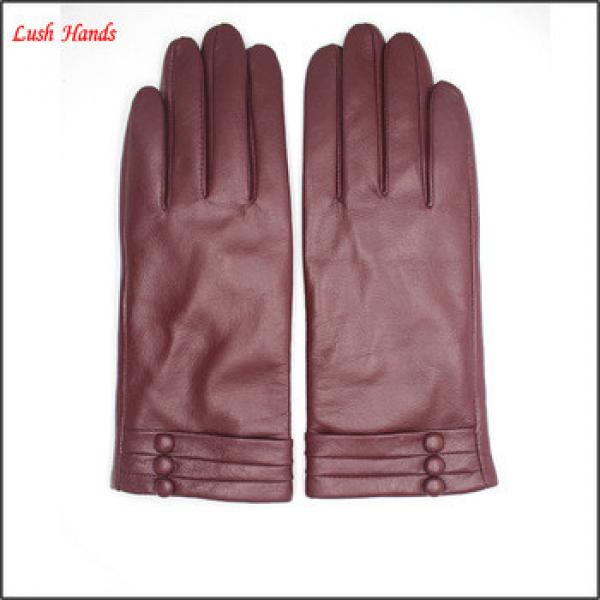 2016 women fashion goatskin touch-screen buttons goatskin hand leather gloves with folding wristband #1 image