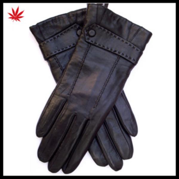 Women&#39;s New Style sheepskin Leather Gloves with Button #1 image