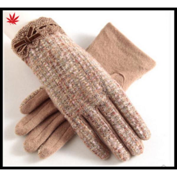 2016 best sales ladies back fabric and palm woolen match gloves #1 image