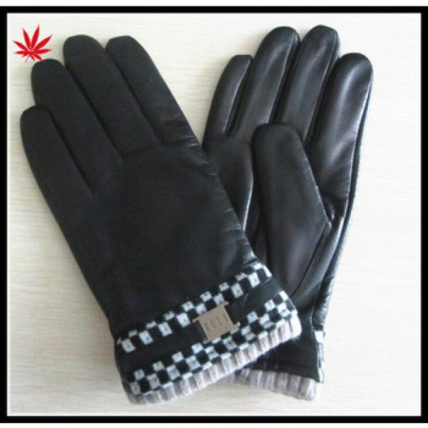 men &#39;s long warm winter genuine leather gloves with belt #1 image