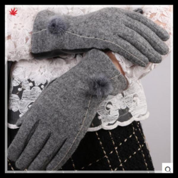 ladies popular micro velve fashion gloves decorated with fur ball #1 image