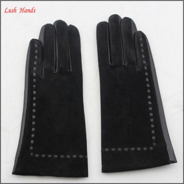 ladies winter suede and sheepskin leather hand gloves #1 image