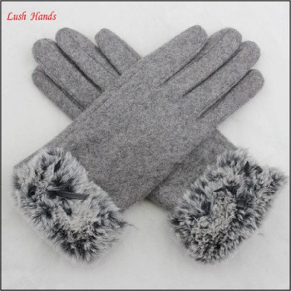 women winter woolen gloves with fake fur #1 image