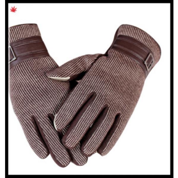 men&#39;s fangle woolen cloth gloves with leather belt #1 image