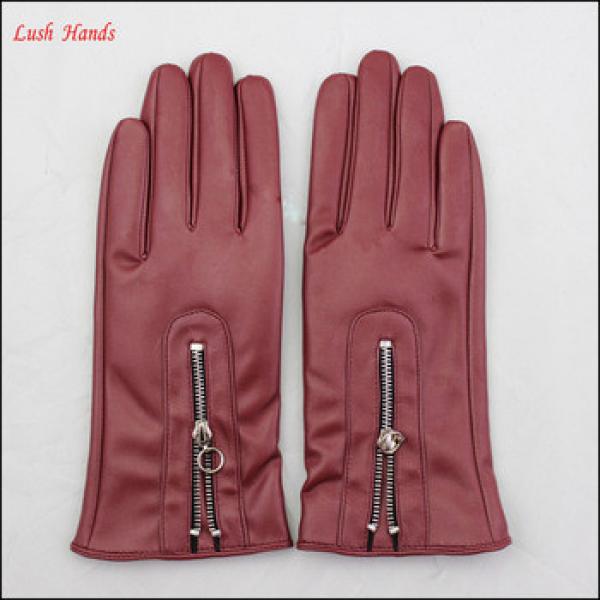 cheap PU leather glove winter dress PU leather glove with zipper #1 image