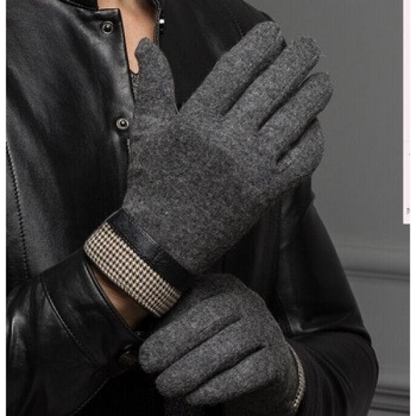 2016 men&#39;s popular woolen fashion gloves with delicate cuff #1 image