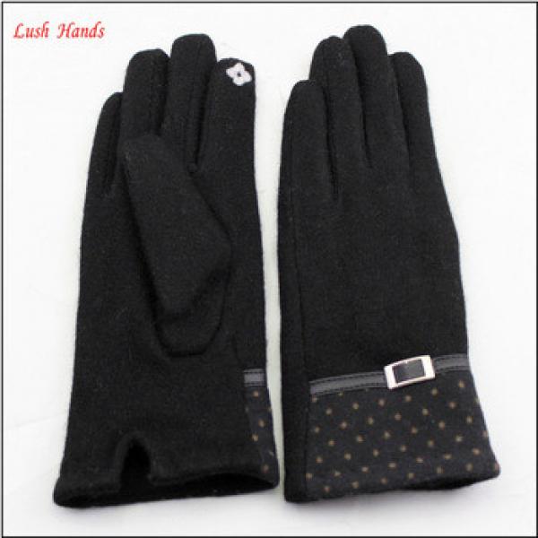 gril sex touch sreen woolen gloves with leather watch strap #1 image