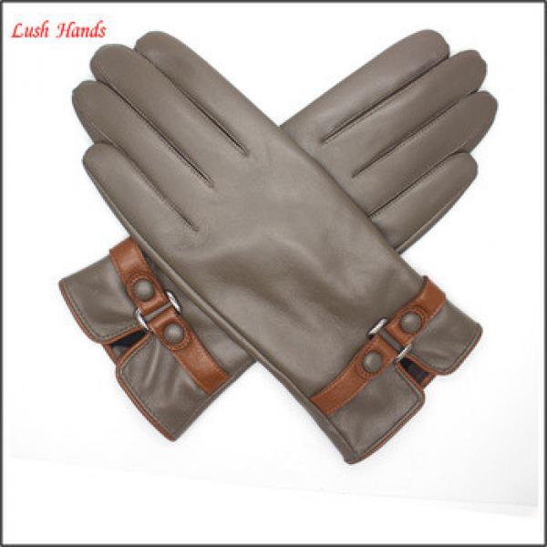 2016 Lady brown genuine sheepskin touch-screenleather gloves #1 image