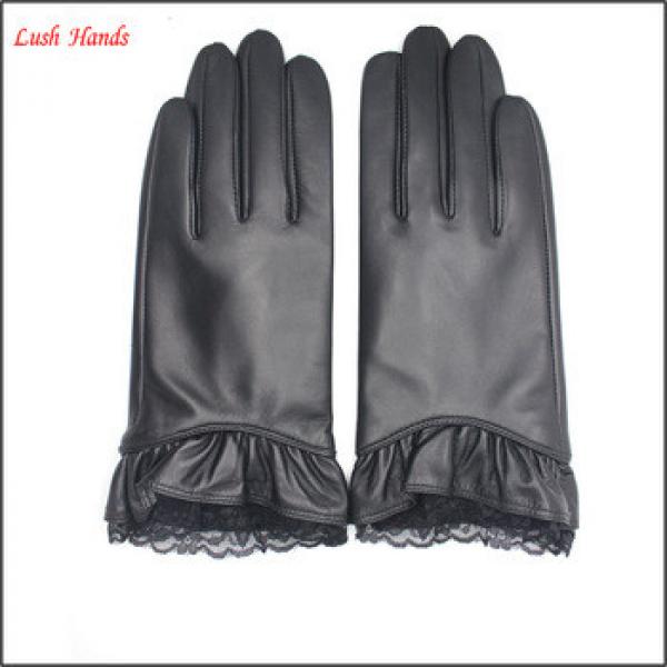 ladies genuine sheepskin leather fashion lace gloves #1 image