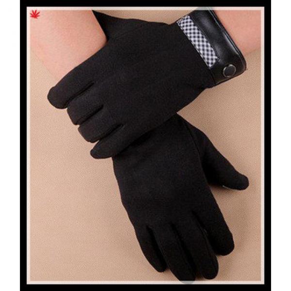 2015 men&#39;s fangle black woolen cloth gloves with leather cuff #1 image