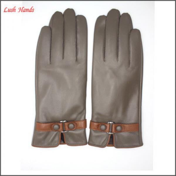 ladies sheepskin leather hand gloves with belt driving leather gloves #1 image
