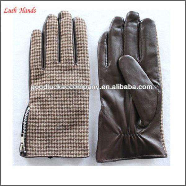 Leather mens winter sheepskin and cloth gloves with cheap price #1 image
