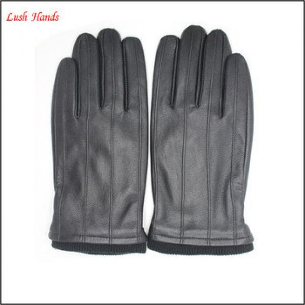 Genuine leather men winter gloves with knitting #1 image