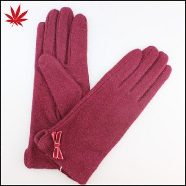 Girl&#39;s red wool gloves with fashion small bowknot #1 image