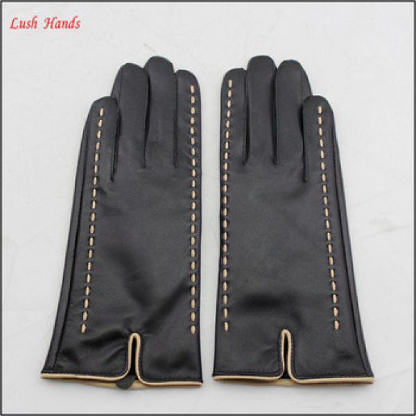 ladies sheepskin leather hand gloves winter with lash pole #1 image