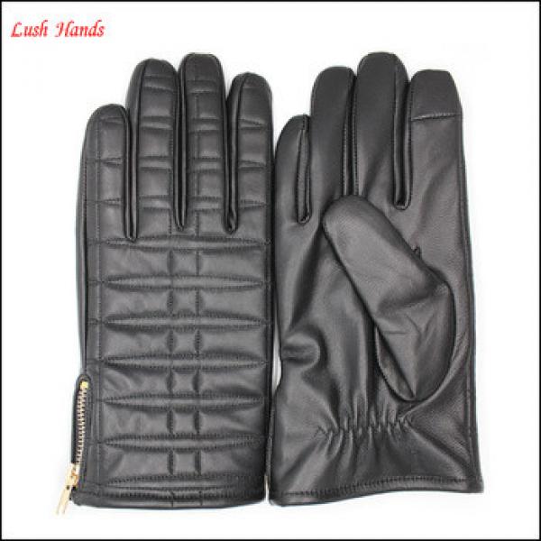 cashmere lined man leather gloves back leather gloves back Embroidered gloves #1 image