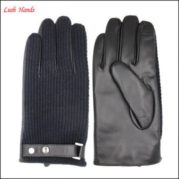 new style wolen fabric back leather gloves palm leather gloves for men with belt and button #1 image
