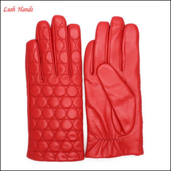 China Red ladies sheepskin leather gloves lining two tone #1 image