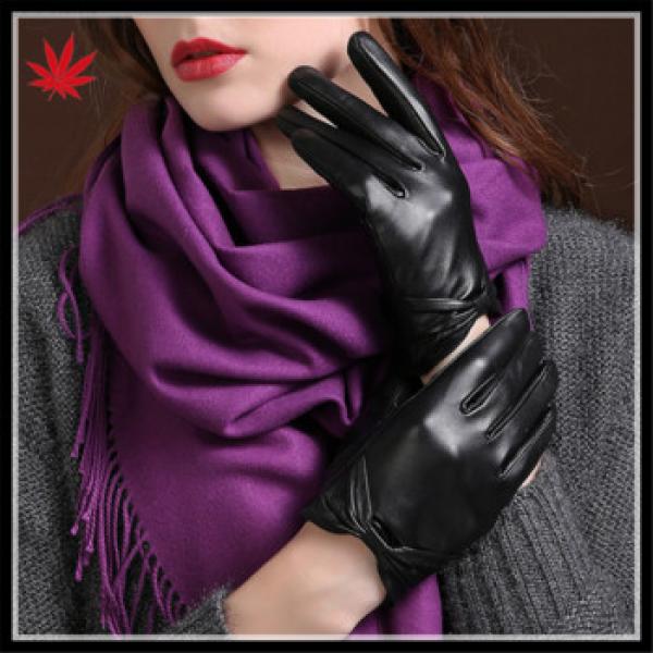 Lady&#39;s purple high-class lace cuff genuine leather gloves #1 image