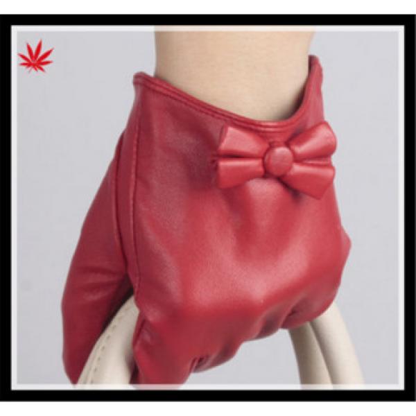 2016 custom made leather gloves with lovely bowknot #1 image