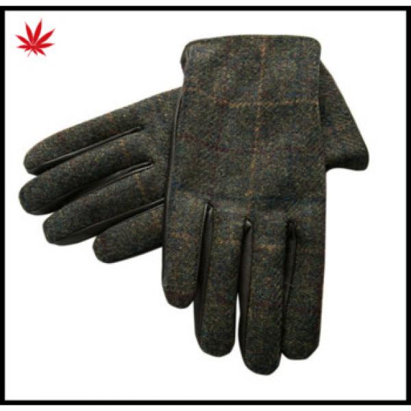 Men &#39;s dress stitching designs fabric and leather gloves #1 image