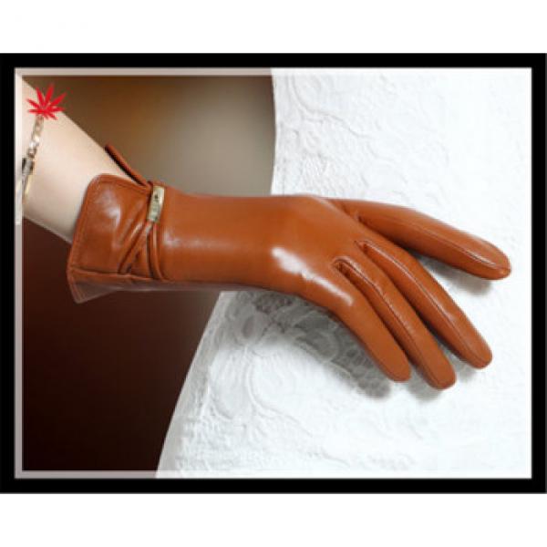Lady&#39;s colorful finger trimmed genuine leather gloves #1 image