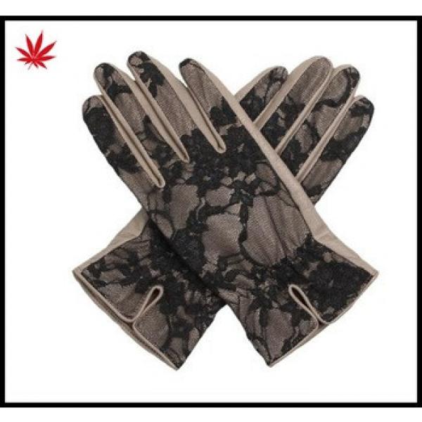 2017 women&#39;s hot sale lace back grey leather gloves #1 image