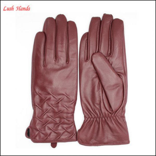 Women fashionable style leather gloves with cuff Embroidery details #1 image